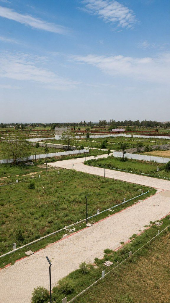 Demarcated residential plots and paved roads at Mega County